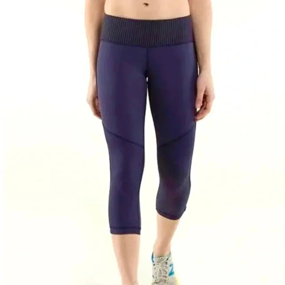 Lululemon Race With Grace Crop leggings in Cadet Blue/Purple Women’s Size 8 - Picture 1 of 6